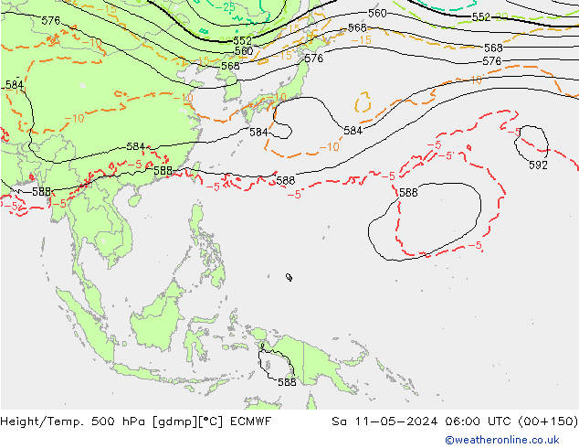 Z500/Rain (+SLP)/Z850 ECMWF Sa 11.05.2024 06 UTC