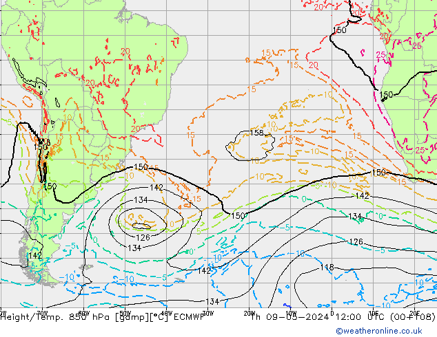 Z500/Rain (+SLP)/Z850 ECMWF Th 09.05.2024 12 UTC