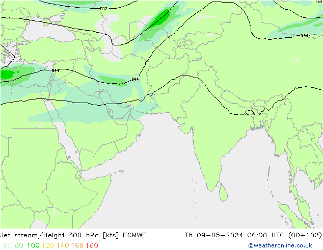 Corriente en chorro ECMWF jue 09.05.2024 06 UTC