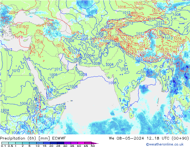 Z500/Yağmur (+YB)/Z850 ECMWF Çar 08.05.2024 18 UTC