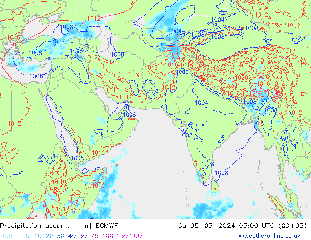 Precipitation accum. ECMWF Ne 05.05.2024 03 UTC