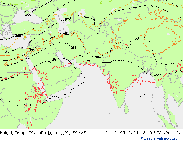 Z500/Rain (+SLP)/Z850 ECMWF Sa 11.05.2024 18 UTC