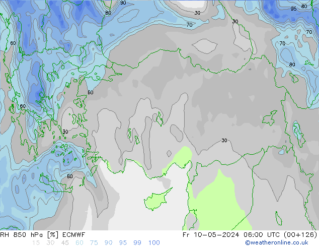 RH 850 hPa ECMWF Fr 10.05.2024 06 UTC