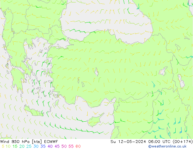 Wind 850 hPa ECMWF zo 12.05.2024 06 UTC