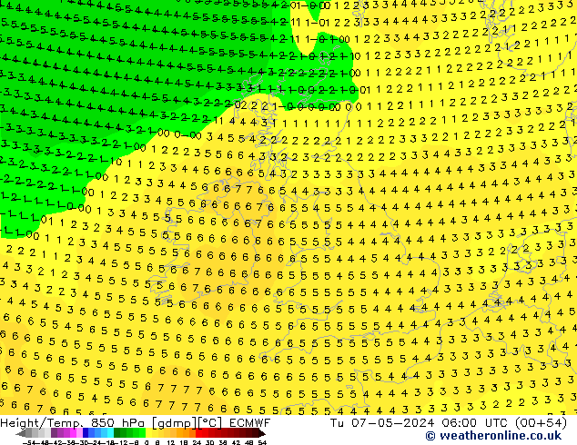 Z500/Rain (+SLP)/Z850 ECMWF Tu 07.05.2024 06 UTC