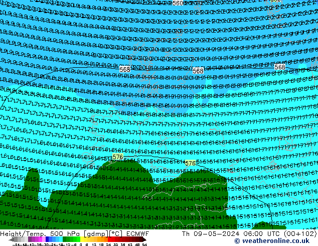 Z500/Rain (+SLP)/Z850 ECMWF ��� 09.05.2024 06 UTC