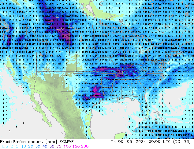 Toplam Yağış ECMWF Per 09.05.2024 00 UTC