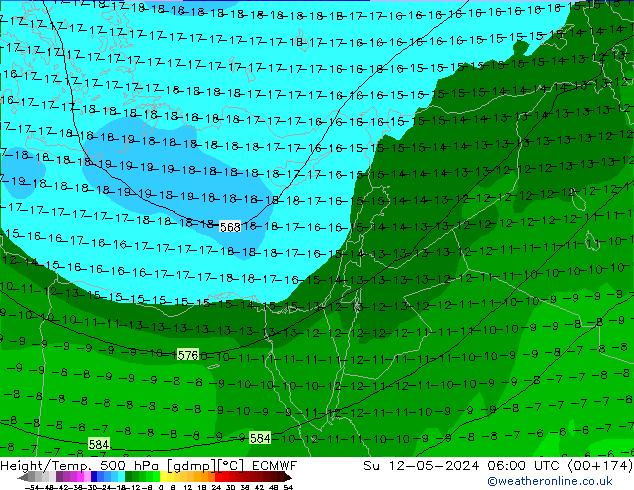 Z500/Regen(+SLP)/Z850 ECMWF zo 12.05.2024 06 UTC