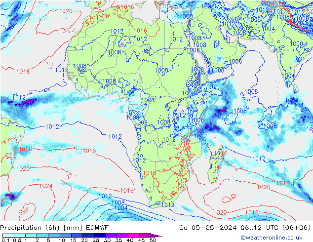 Z500/Rain (+SLP)/Z850 ECMWF dom 05.05.2024 12 UTC