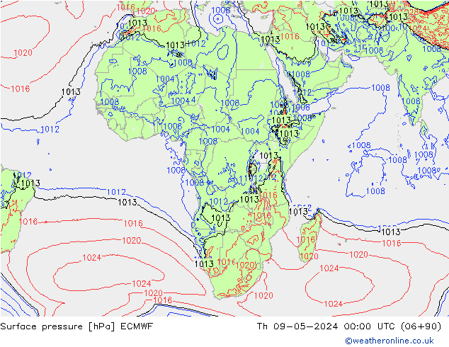Luchtdruk (Grond) ECMWF do 09.05.2024 00 UTC