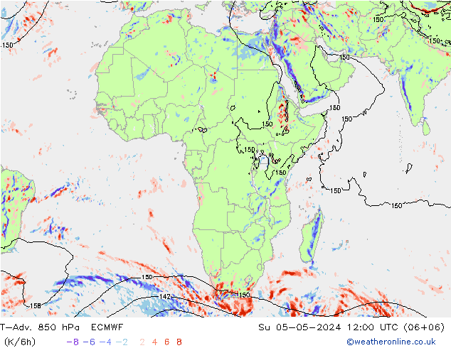 T-Adv. 850 hPa ECMWF Su 05.05.2024 12 UTC
