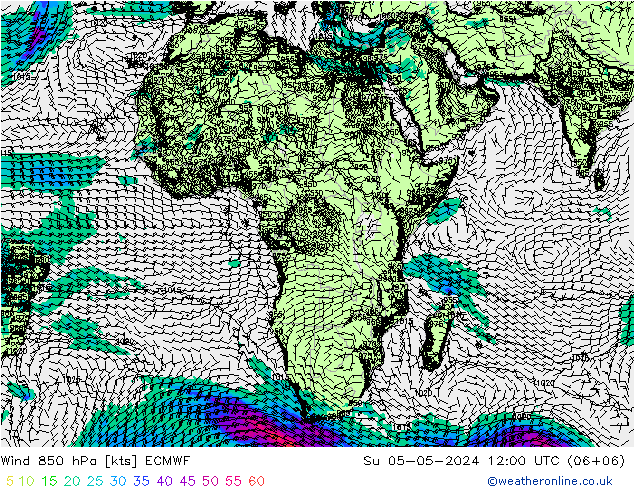 Wind 850 hPa ECMWF Su 05.05.2024 12 UTC