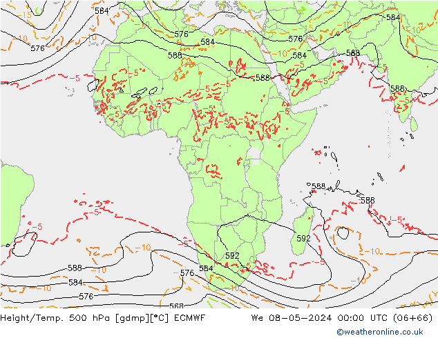 Z500/Rain (+SLP)/Z850 ECMWF mer 08.05.2024 00 UTC