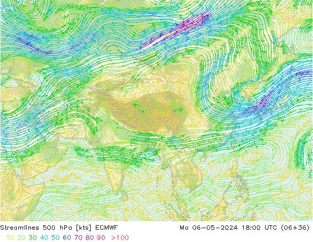 ветер 500 гПа ECMWF пн 06.05.2024 18 UTC