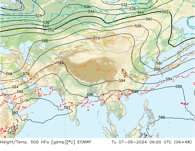 Z500/Rain (+SLP)/Z850 ECMWF Tu 07.05.2024 06 UTC