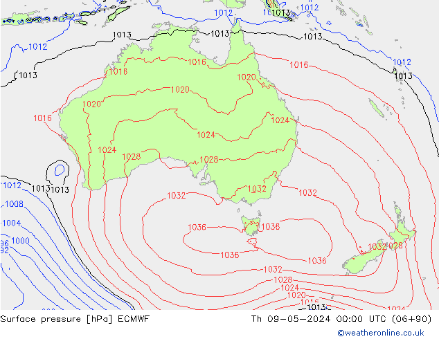 Surface pressure ECMWF Th 09.05.2024 00 UTC