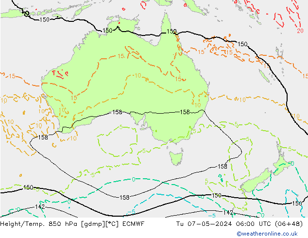Geop./Temp. 850 hPa ECMWF mar 07.05.2024 06 UTC
