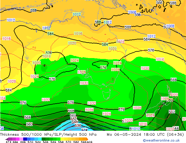 Thck 500-1000гПа ECMWF пн 06.05.2024 18 UTC