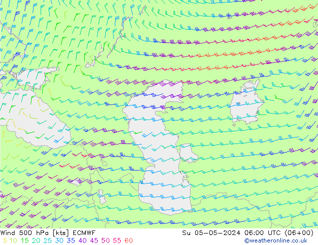 Wind 500 hPa ECMWF Su 05.05.2024 06 UTC
