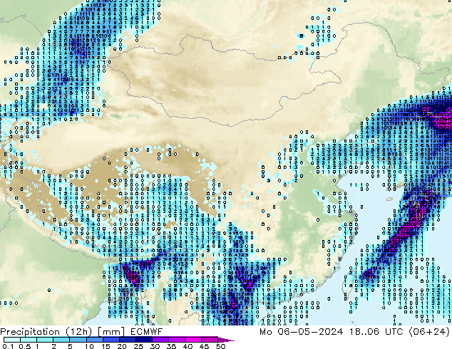 降水量 (12h) ECMWF 星期一 06.05.2024 06 UTC
