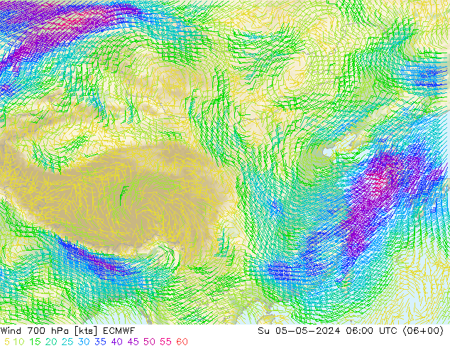 风 700 hPa ECMWF 星期日 05.05.2024 06 UTC