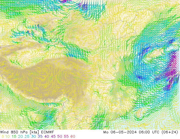 风 850 hPa ECMWF 星期一 06.05.2024 06 UTC
