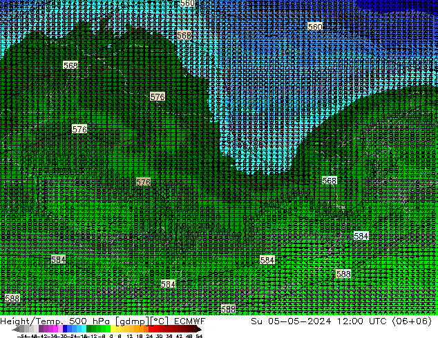 Z500/Rain (+SLP)/Z850 ECMWF 星期日 05.05.2024 12 UTC