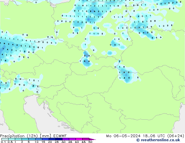 Precipitation (12h) ECMWF Po 06.05.2024 06 UTC