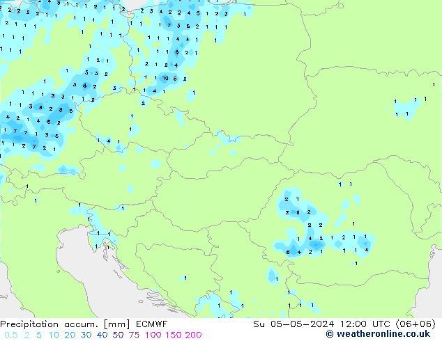 Precipitation accum. ECMWF Su 05.05.2024 12 UTC