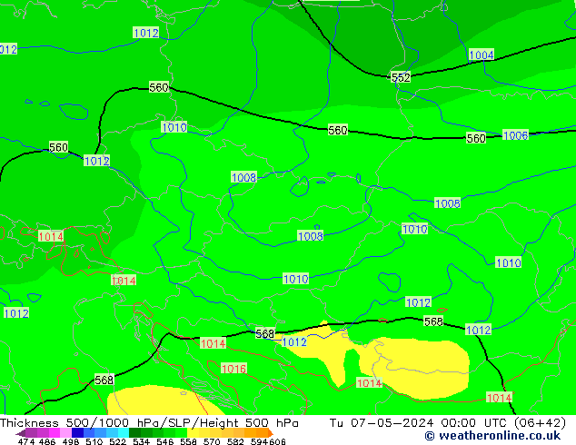 500-1000 hPa Kalınlığı ECMWF Sa 07.05.2024 00 UTC