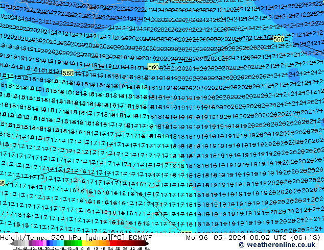 Z500/Rain (+SLP)/Z850 ECMWF lun 06.05.2024 00 UTC