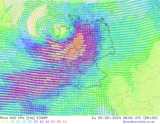 风 500 hPa ECMWF 星期日 05.05.2024 06 UTC