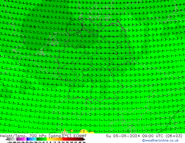 Height/Temp. 700 hPa ECMWF Su 05.05.2024 09 UTC