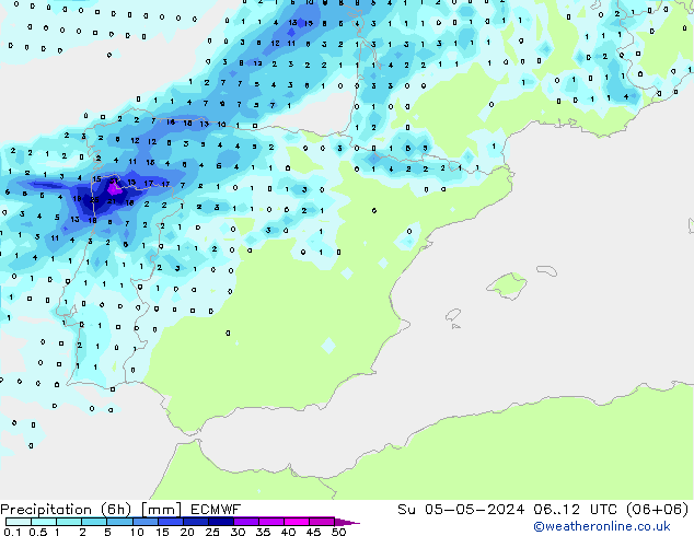 Z500/Rain (+SLP)/Z850 ECMWF Su 05.05.2024 12 UTC