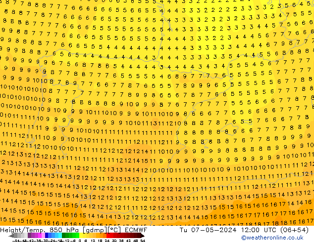 Z500/Rain (+SLP)/Z850 ECMWF Tu 07.05.2024 12 UTC