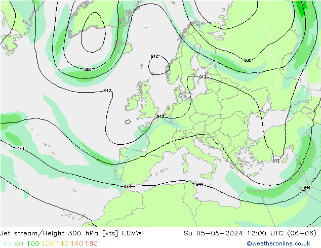 Jet stream/Height 300 hPa ECMWF Su 05.05.2024 12 UTC