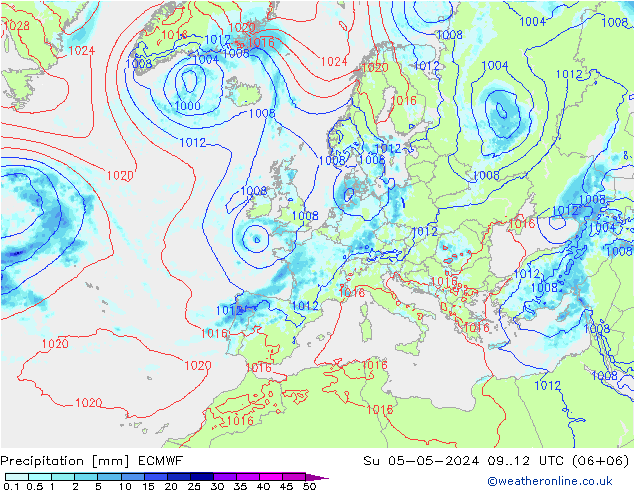 Niederschlag ECMWF So 05.05.2024 12 UTC