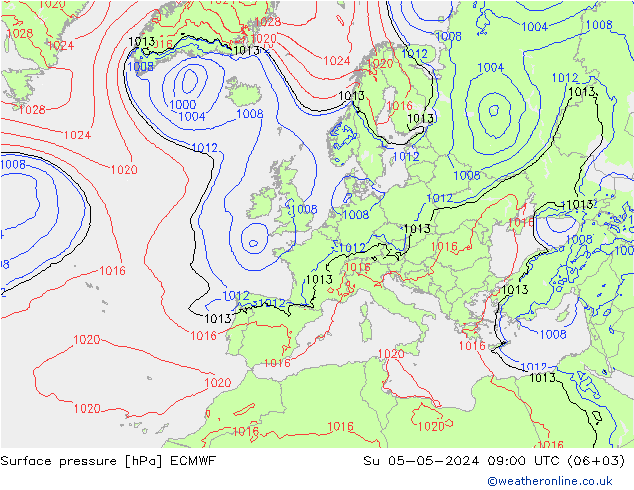 Surface pressure ECMWF Su 05.05.2024 09 UTC