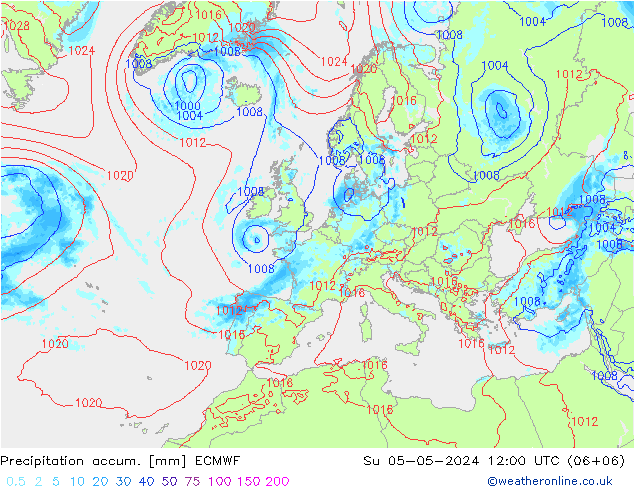 Precipitation accum. ECMWF dom 05.05.2024 12 UTC