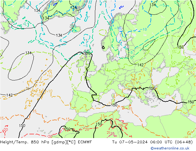 Z500/Rain (+SLP)/Z850 ECMWF вт 07.05.2024 06 UTC