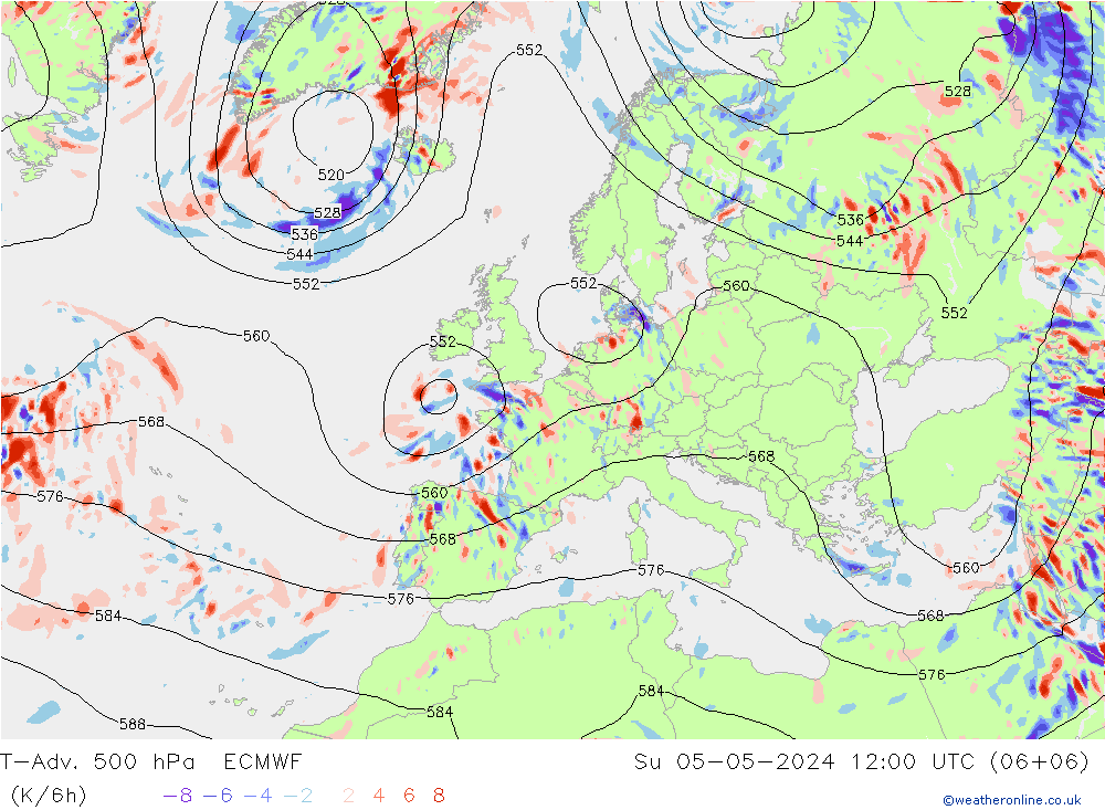 T-Adv. 500 hPa ECMWF dim 05.05.2024 12 UTC