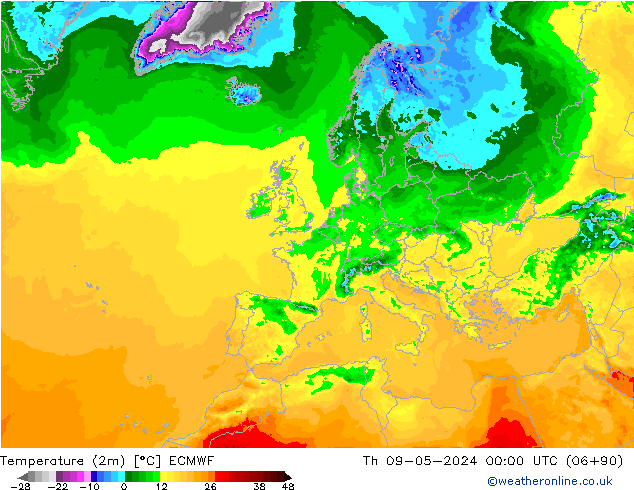 température (2m) ECMWF jeu 09.05.2024 00 UTC