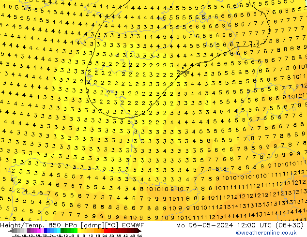 Z500/Rain (+SLP)/Z850 ECMWF  06.05.2024 12 UTC