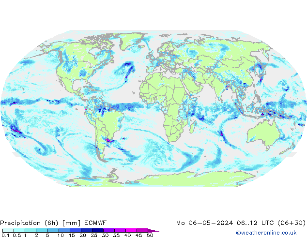 осадки (6h) ECMWF пн 06.05.2024 12 UTC