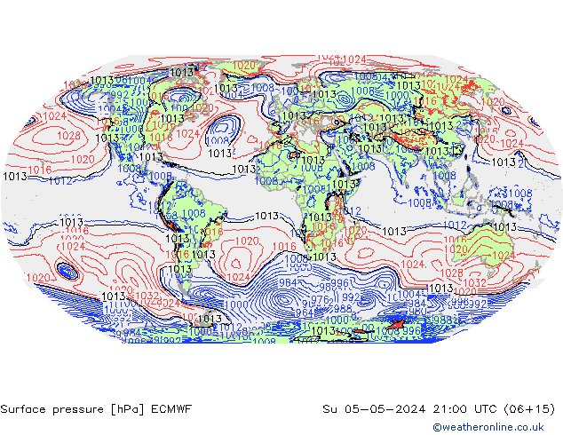 pressão do solo ECMWF Dom 05.05.2024 21 UTC