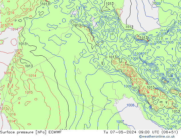 Luchtdruk (Grond) ECMWF di 07.05.2024 09 UTC