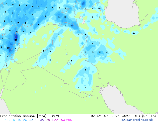 Precipitation accum. ECMWF Seg 06.05.2024 00 UTC