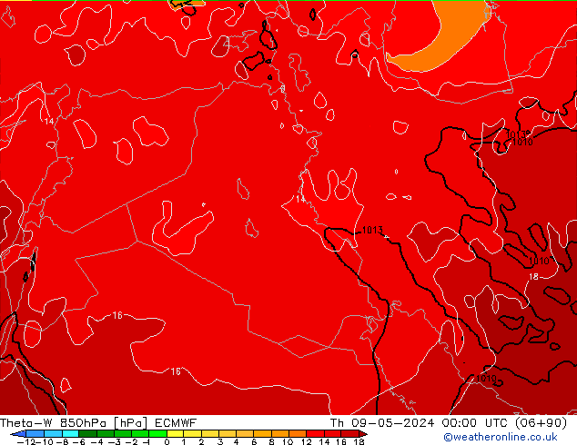 Theta-W 850hPa ECMWF Th 09.05.2024 00 UTC