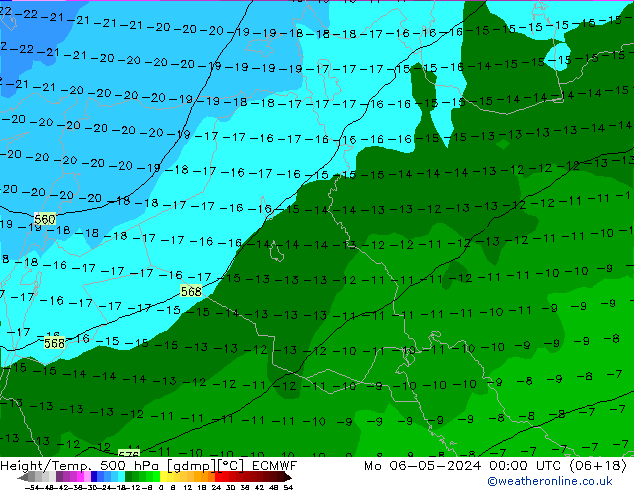 Z500/Rain (+SLP)/Z850 ECMWF Mo 06.05.2024 00 UTC