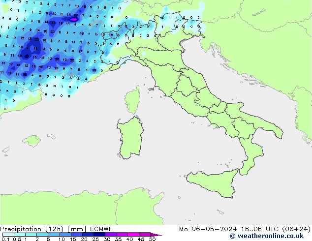 Yağış (12h) ECMWF Pzt 06.05.2024 06 UTC